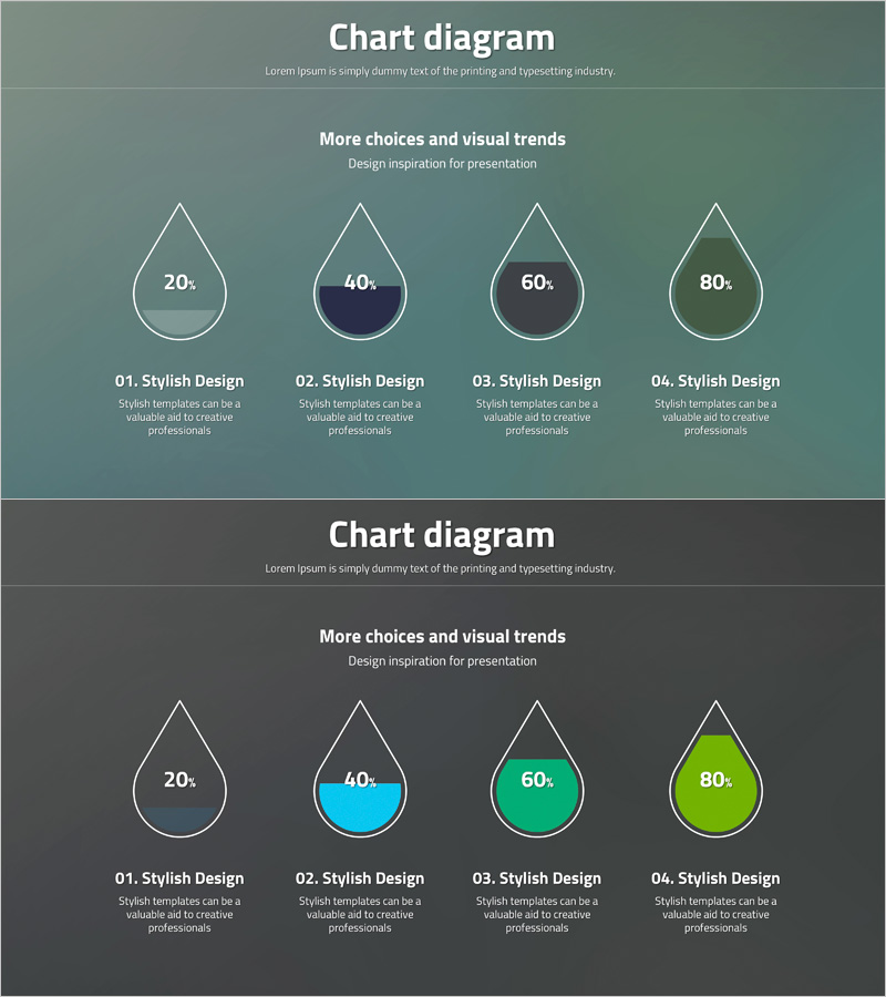 비율 시각화를 위한 스타일리시 다이어그램 슬라이드