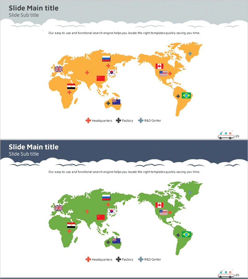 국가별 국기 글로벌 네트워크 지도 – 기업 소개에 최적화
