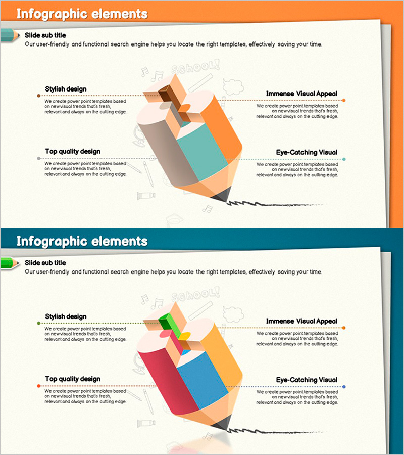 색연필 3D 일러스트 템플릿 – 창의적 디자인과 효과적 설명