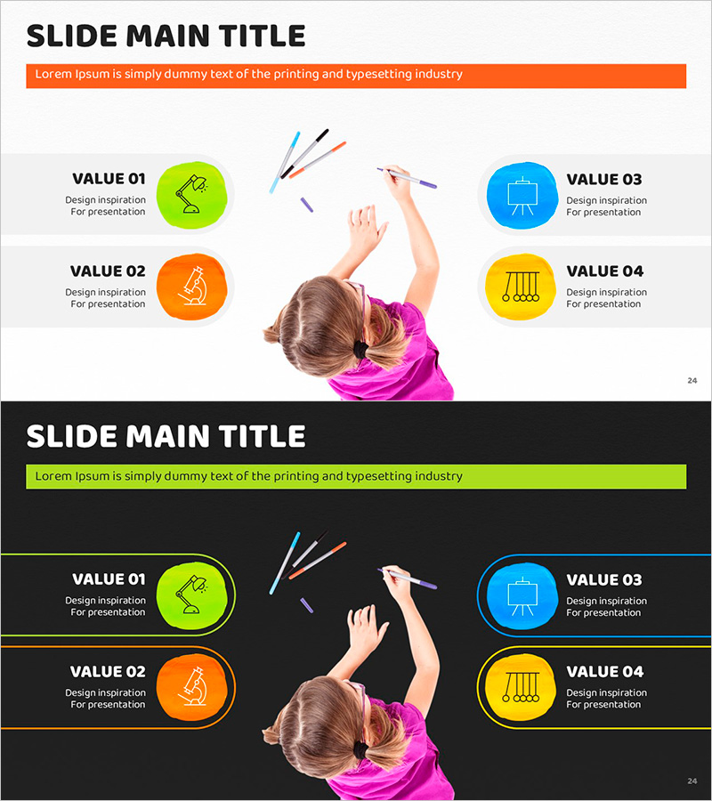키즈 드로잉과 물감박스 프레젠테이션 슬라이드