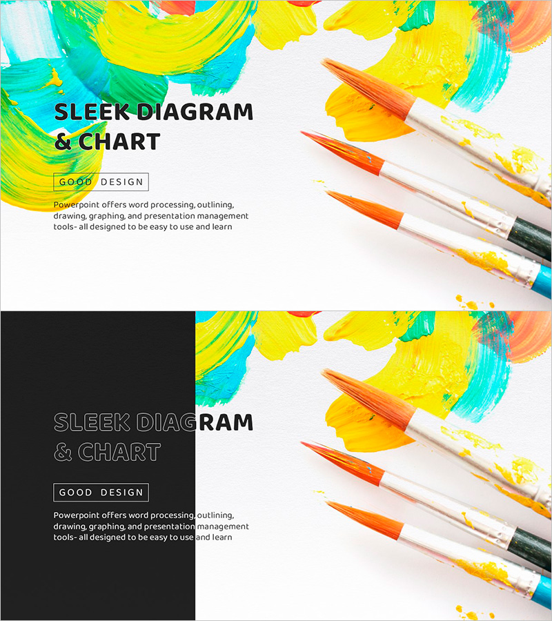 물감과 붓 배경 슬라이드 – 창의력의 시작