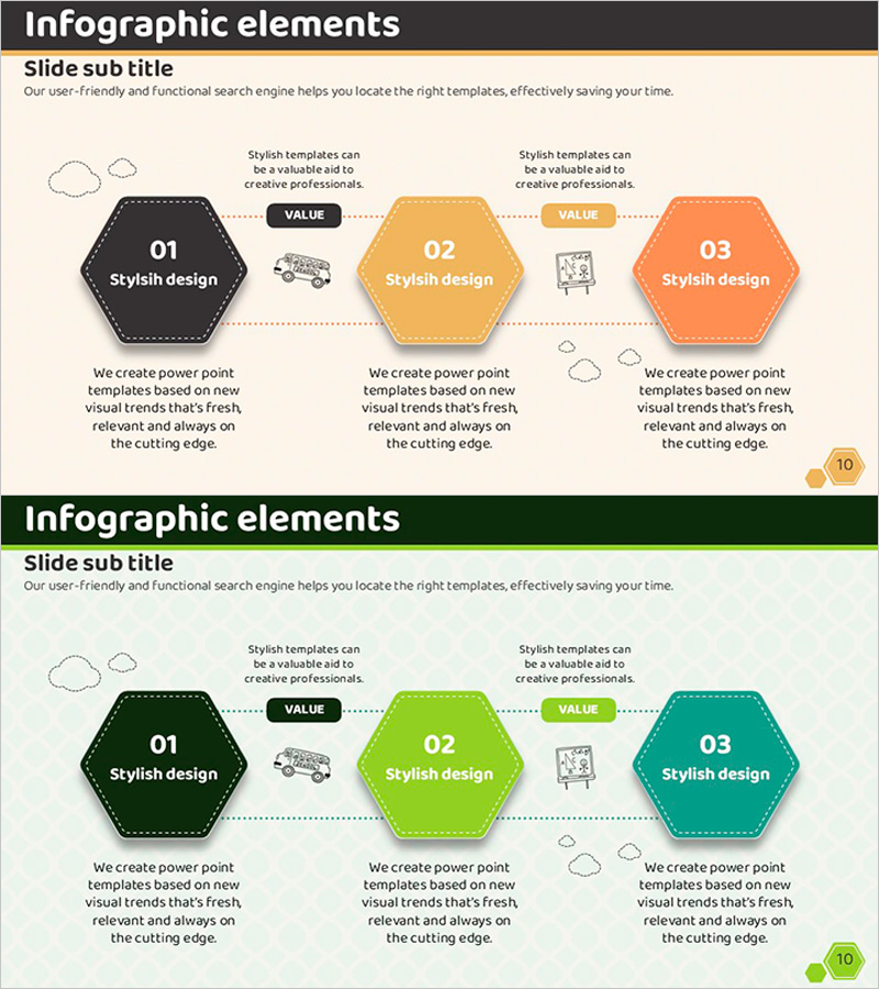 육각형 연결형 인포그래픽 메시지 – 전략 실행과 기술 혁신