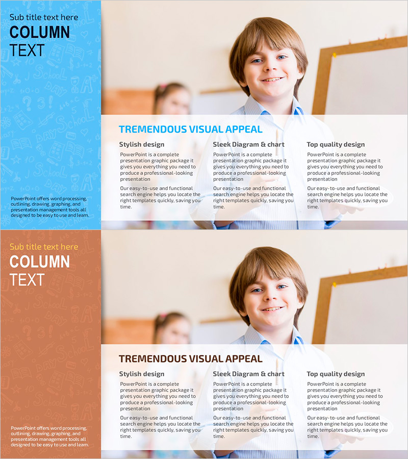 아이와 텍스트 칼럼 슬라이드