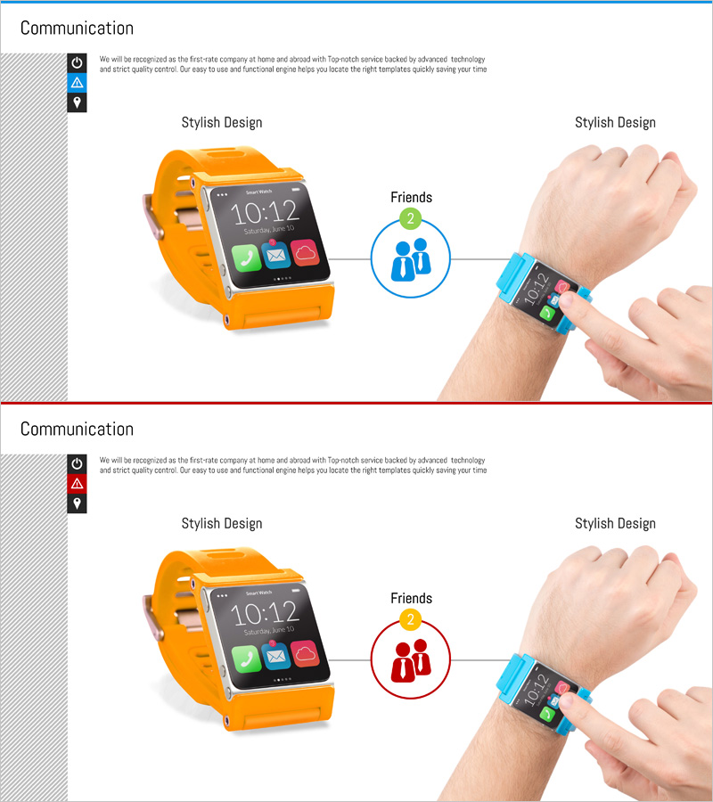 커뮤니케이션 슬라이드 – 스타일리시한 스마트워치 디자인