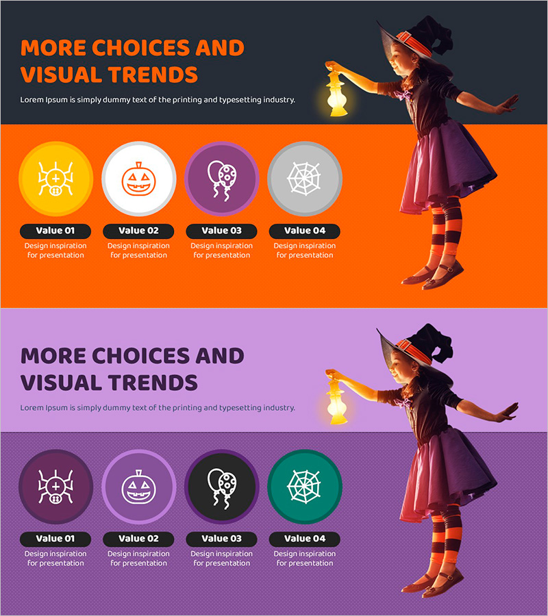 할로윈 아이콘 다이어그램 – 제품/서비스 소개에 적합한 클러스터 디자인