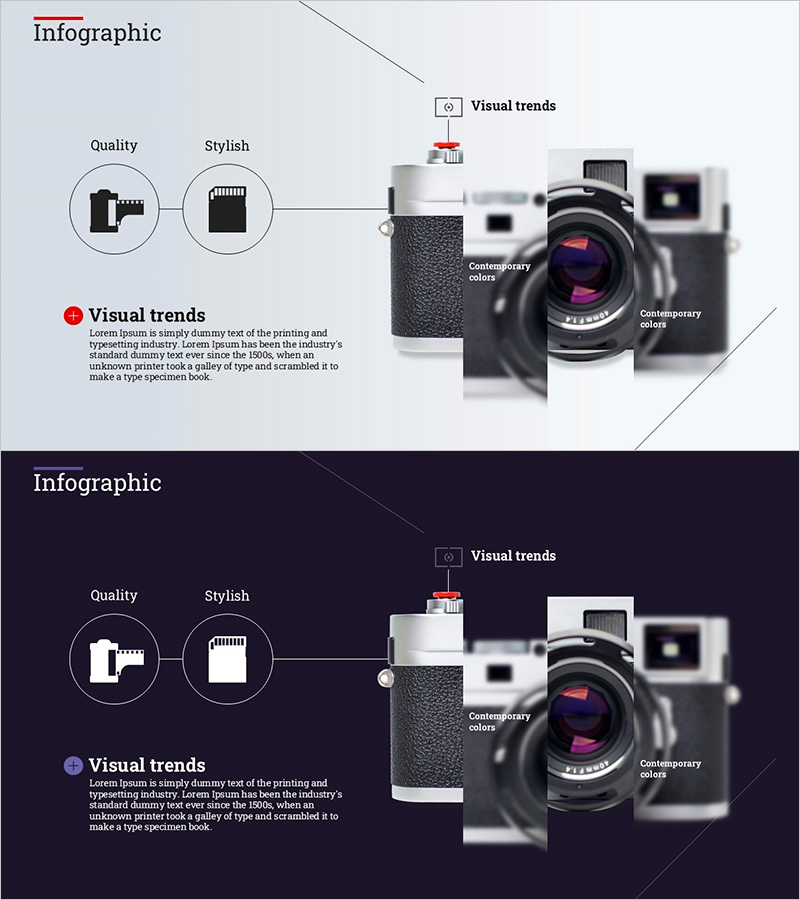 카메라 인포그래픽 – 최신 트렌드를 다룬 디자인