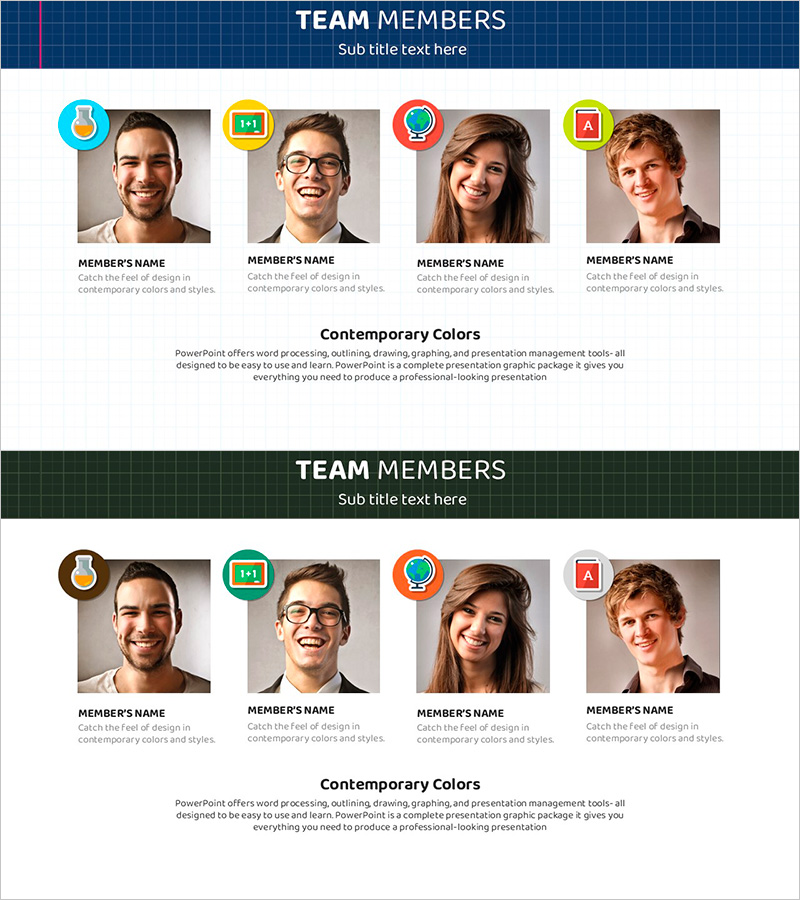 체크패턴 스쿨 템플릿 – 팀원 소개 구조