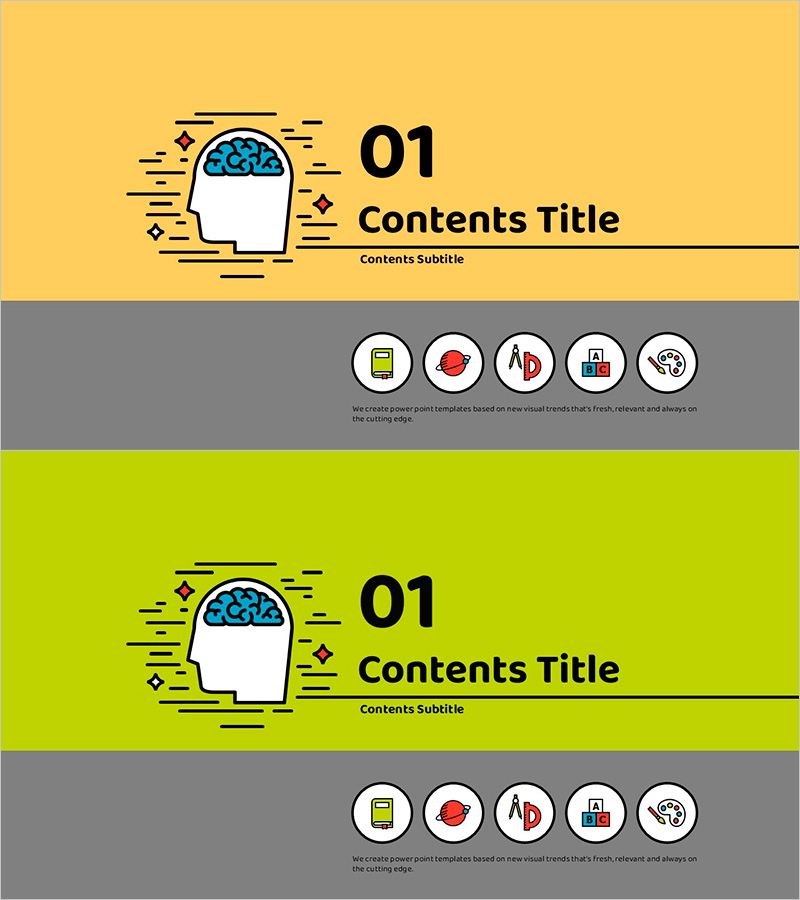일러스트 교육 템플릿 첫 번째 섹션 슬라이드 – 창의적 발상과 교육