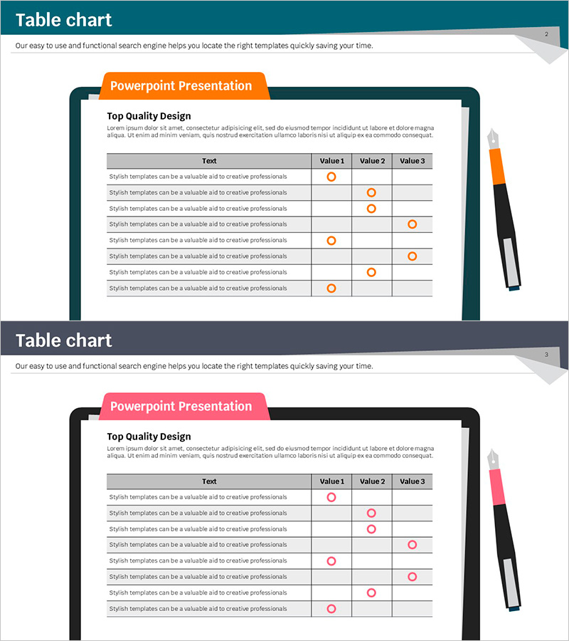 테이블 설문 체크 슬라이드 – 고객 피드백과 평가