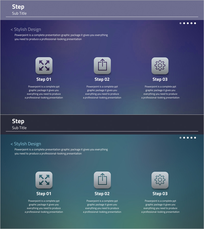모던 디자인의 단계별 PPT 슬라이드