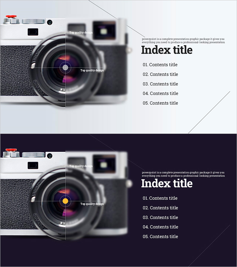 카메라 목차 템플릿 - 프로페셔널한 프레젠테이션