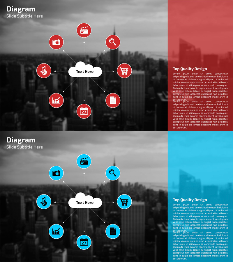 IT 서비스 특성과 구성내용을 강조한 다이어그램 슬라이드