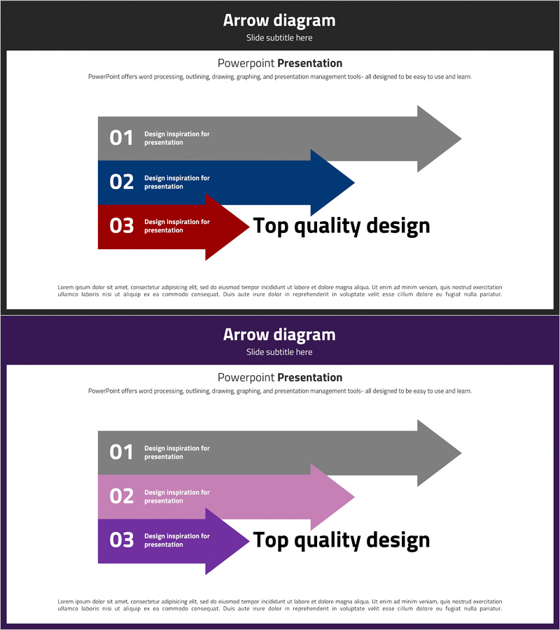 마케팅 계획과 전략 슬라이드 – 빨강, 파랑, 보라