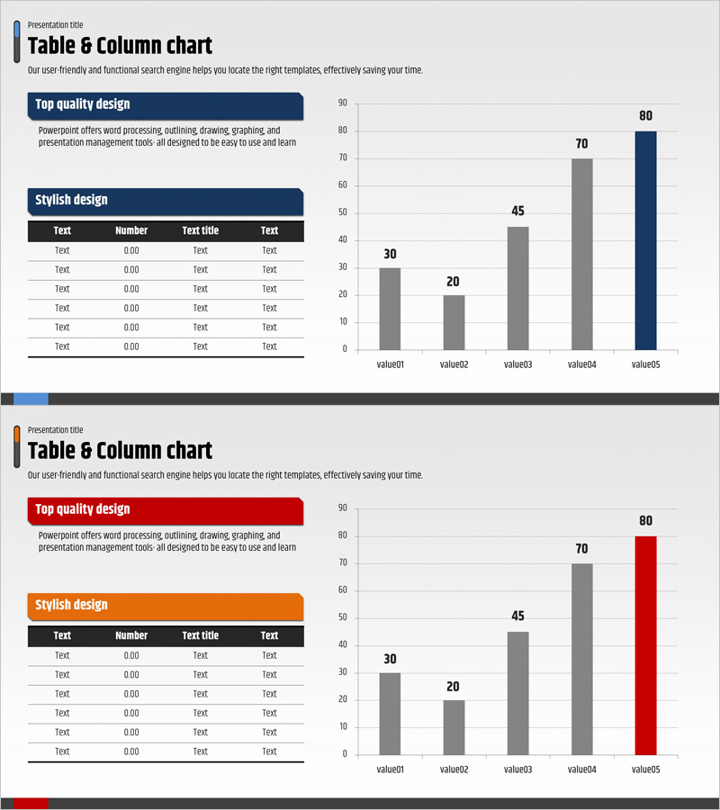 시장 동향 및 분석 슬라이드 – 파랑과 빨강의 조화