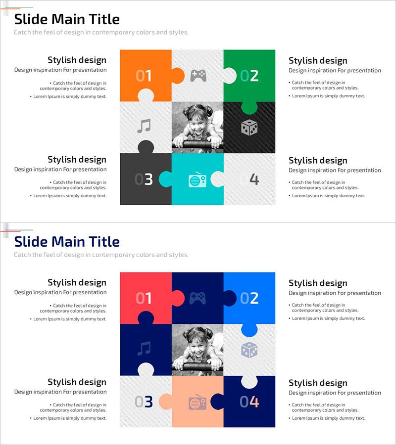 어린이 학습놀이 퍼즐 슬라이드 템플릿 – 창의적인 마케팅 전략