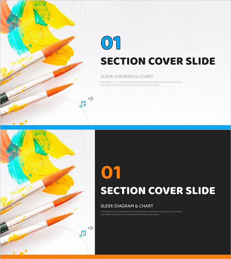 물감 아트 템플릿 간지 – 창의력을 자극하는 섹션 슬라이드