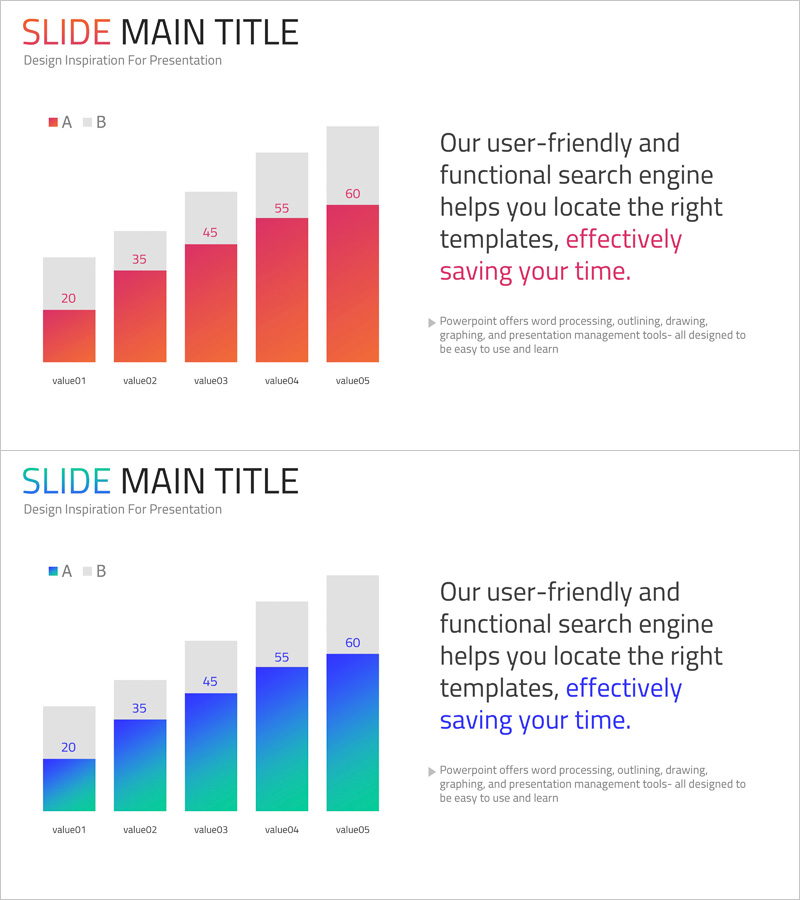 그라데이션 분석 막대그래프 – 시장 및 경쟁사 분석에 최적화