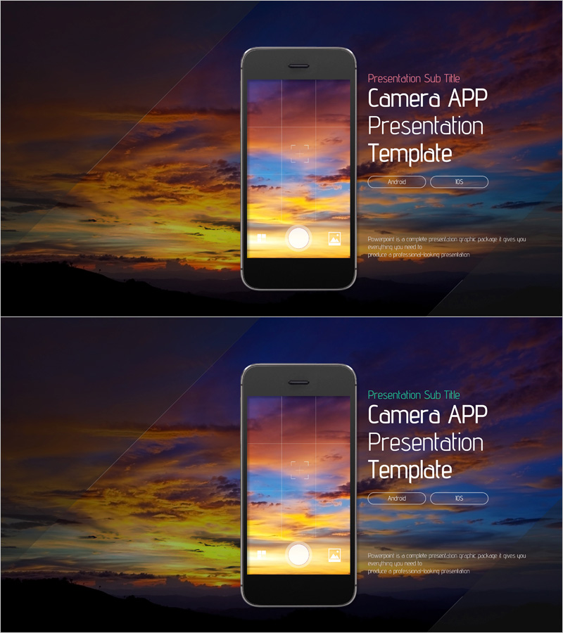 카메라 어플리케이션 템플릿 표지 – 다채로운 프레젠테이션 디자인