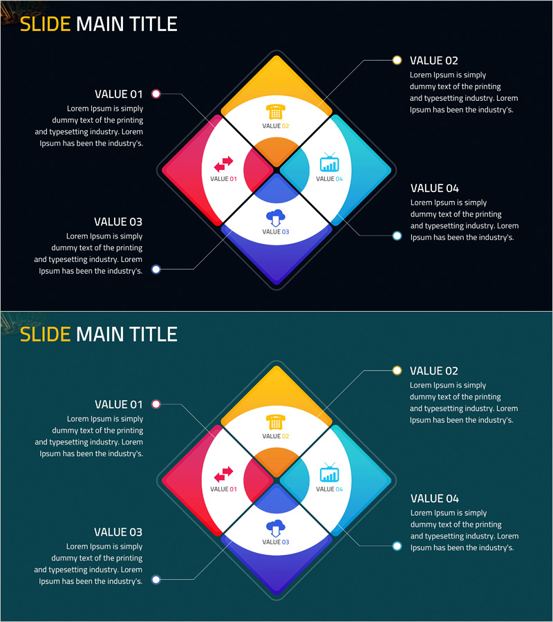 사각 연결 다이어그램을 활용한 사업 소개