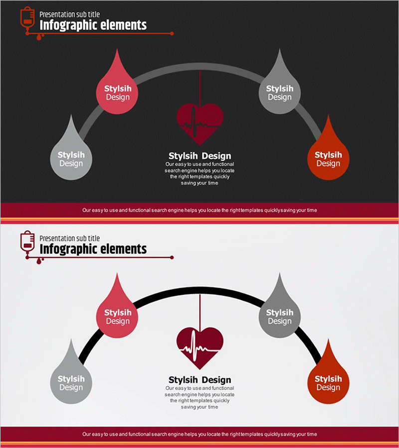하트 물방울 연결 다이어그램 - 사업소개에 적합한 인포그래픽