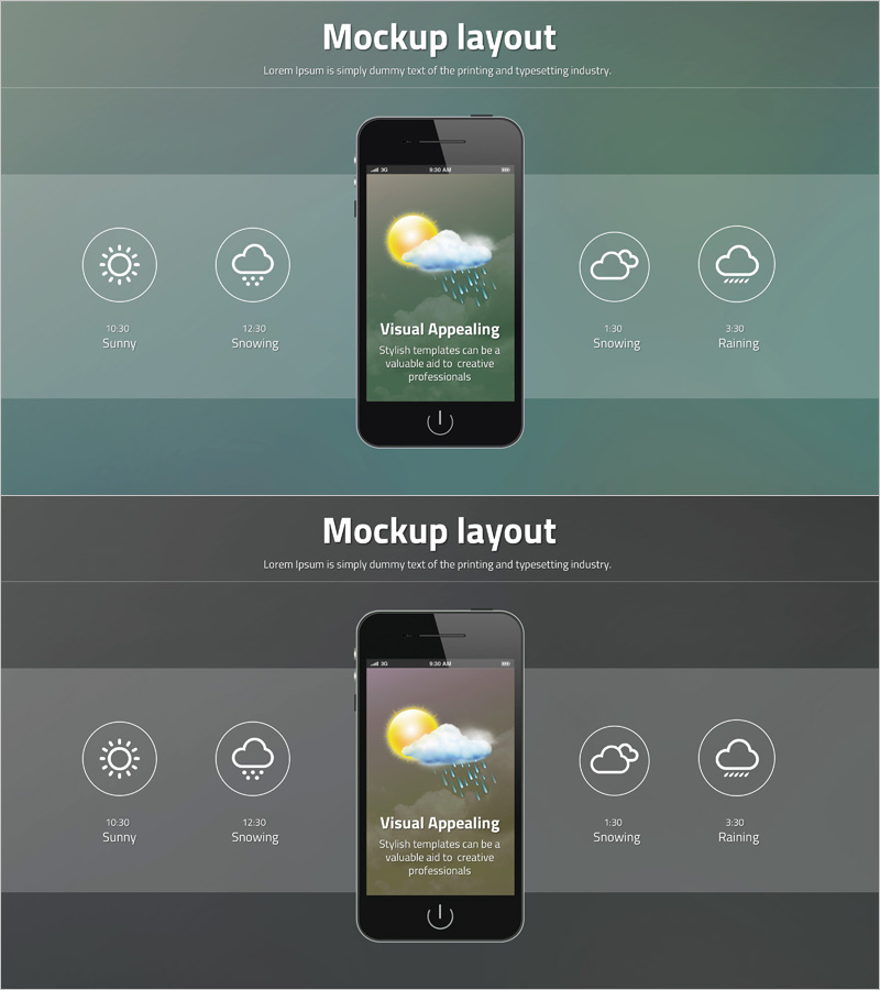 모던한 모바일 모형 슬라이드 – 시각적 매력을 강조