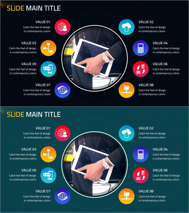 모바일 비즈니스 영역 다이어그램 – 현대적 색감으로 구성