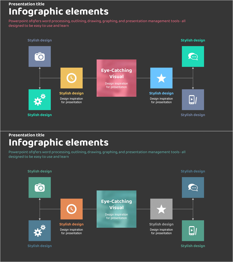 사업분야 및 목표를 시각화한 인포그래픽 슬라이드 – 창의적인 접근