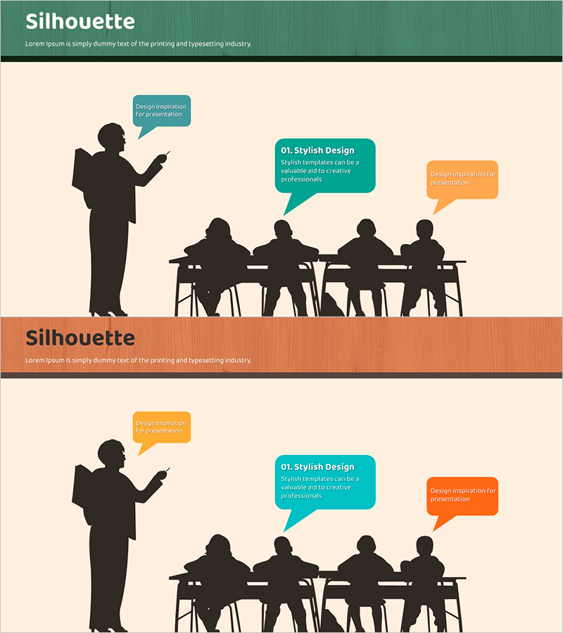 교육 현장을 표현한 실루엣 슬라이드 – 고객 성공 사례