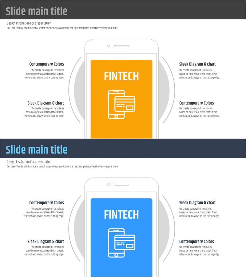 핀테크 구성을 강조한 슬라이드 템플릿