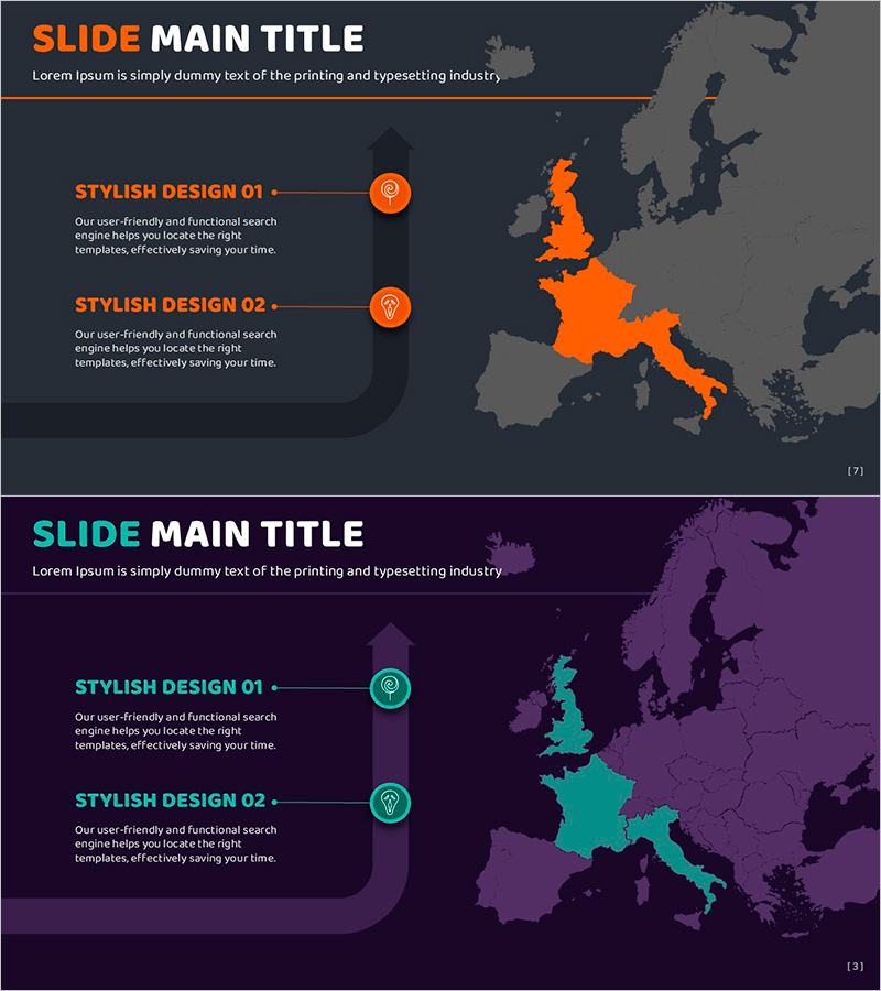 오렌지 퍼플그린 지도로 목표 시장 전략 시각화