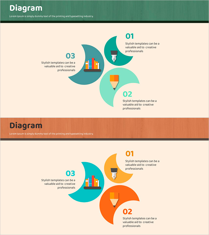학업 아이콘과 중심 없는 확산 다이어그램 – 혁신적인 사업 전략