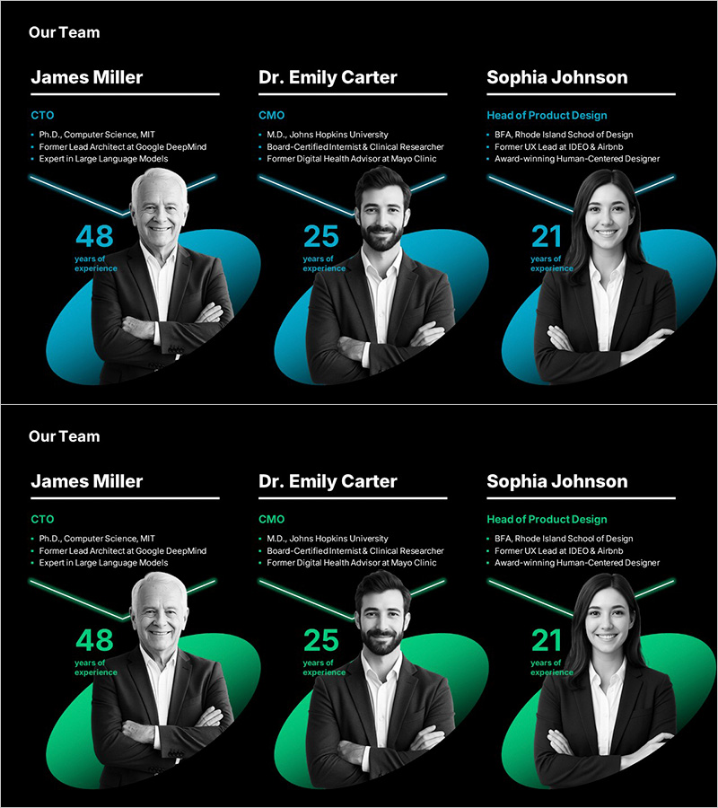 전문적이고 증명된 능력을 가진 팀원 소개