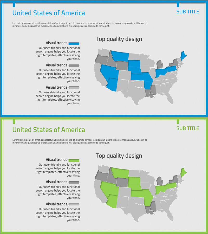 미국 특정지역 분석을 위한 효과적인 슬라이드 디자인