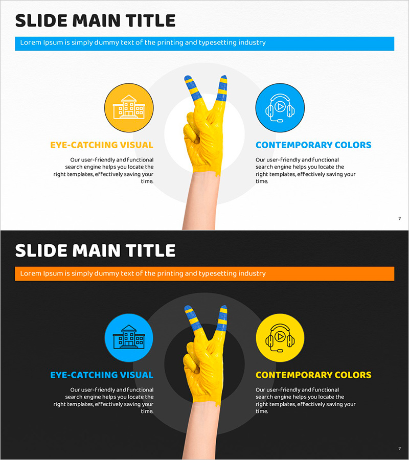 핸즈물감과 아이콘박스로 시각적 표현 – 사업전략 강조