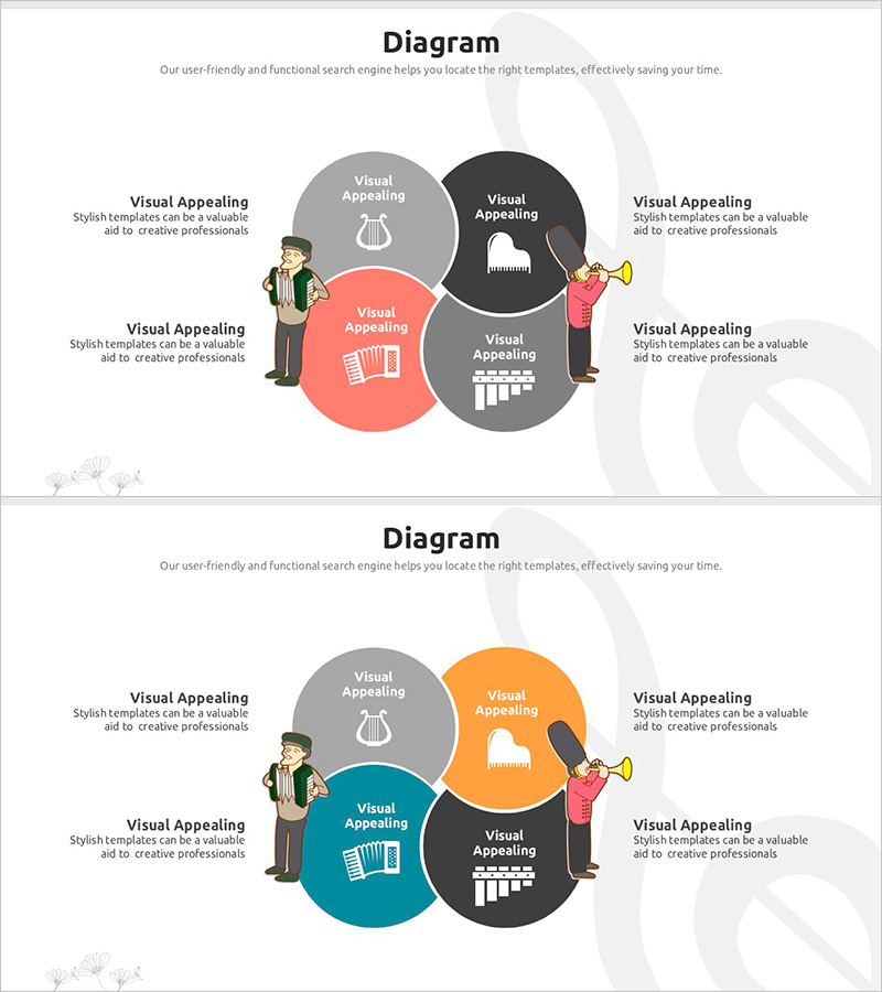 악기 중첩 연결 다이어그램 – 프레젠테이션의 개성을 더하다