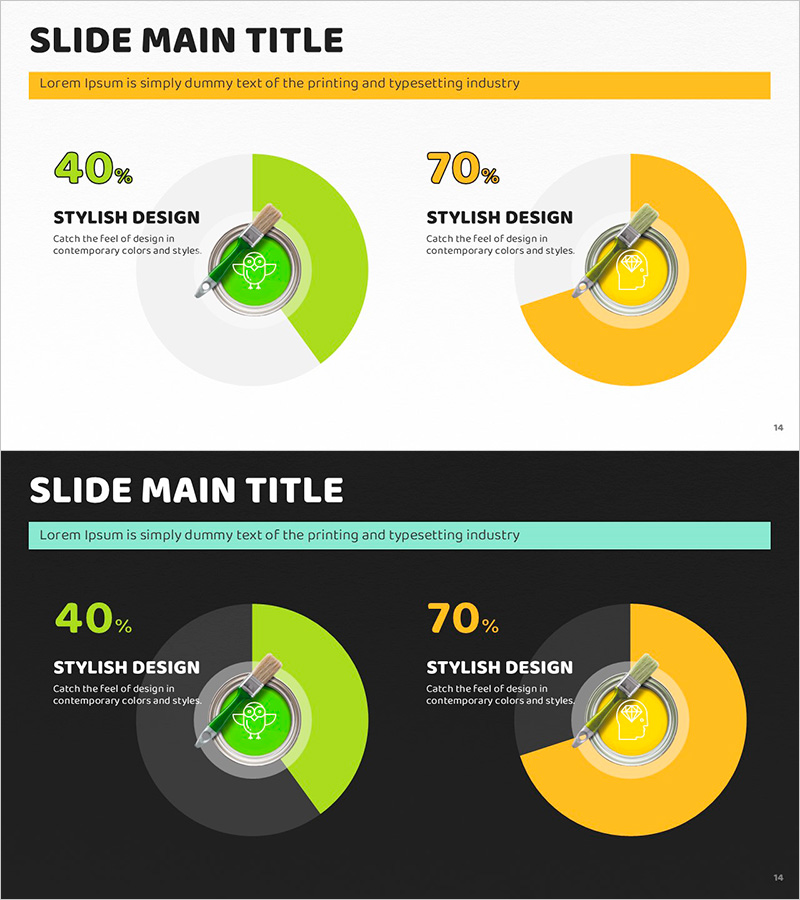 페인트 도넛형 차트 – 시장 및 경쟁사 분석 적합
