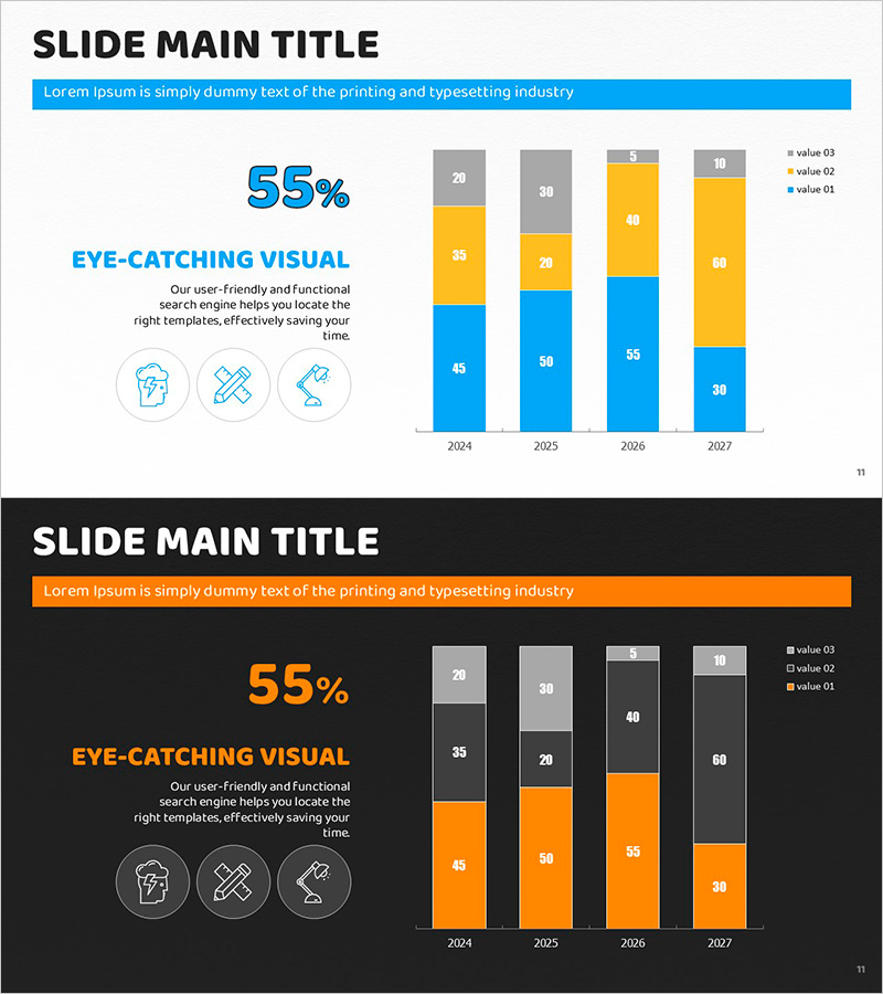 세분형 수치 강조 차트로 시장 동향 분석