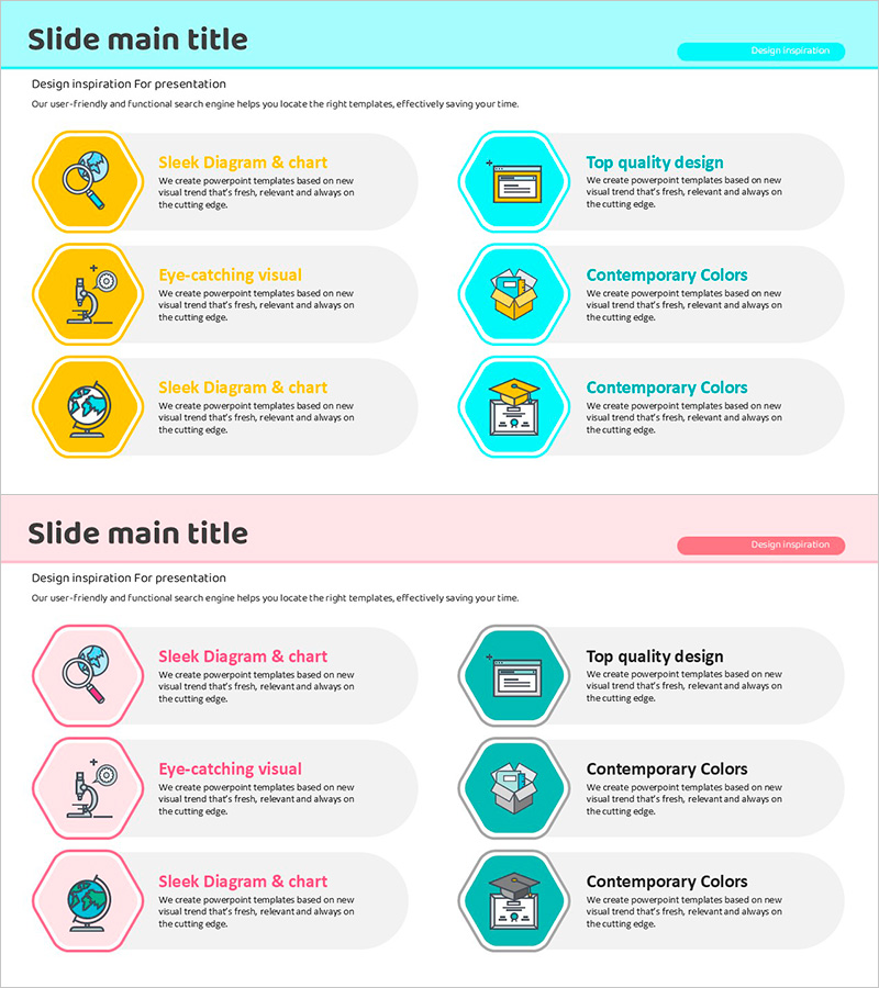 아이콘 육각형 텍스트박스 활용 – 시각적 설명 기반
