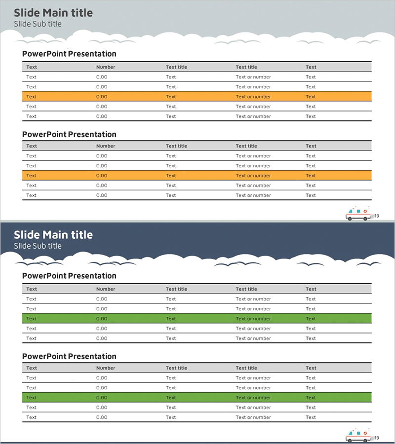 시장 분석 가로형 테이블 – 데이터 비교에 최적화