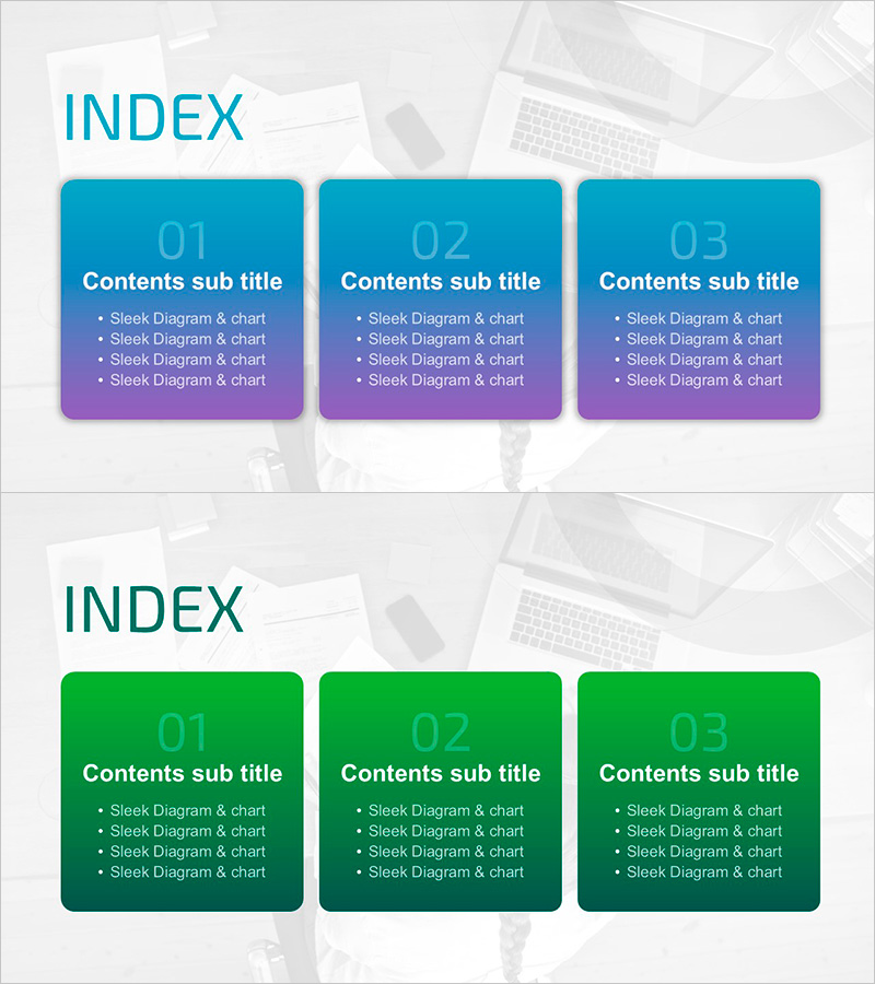 캠퍼스 템플릿을 위한 목차 슬라이드 – 정보 구조의 명료함