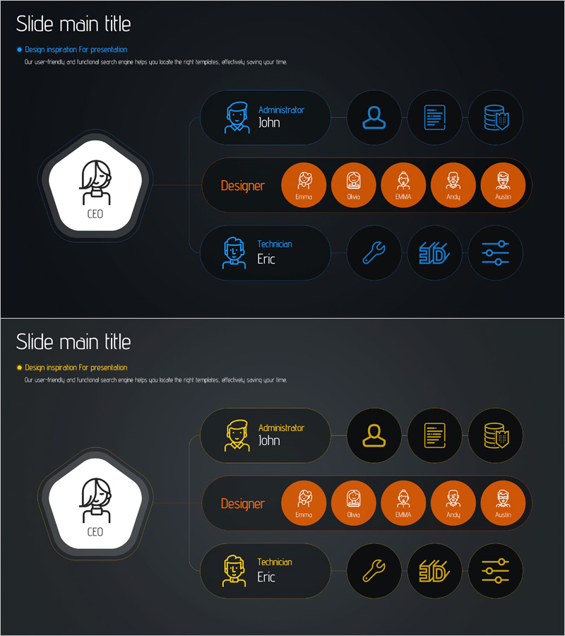 아이콘 조직도 다이어그램 – 구조적 이해의 시작