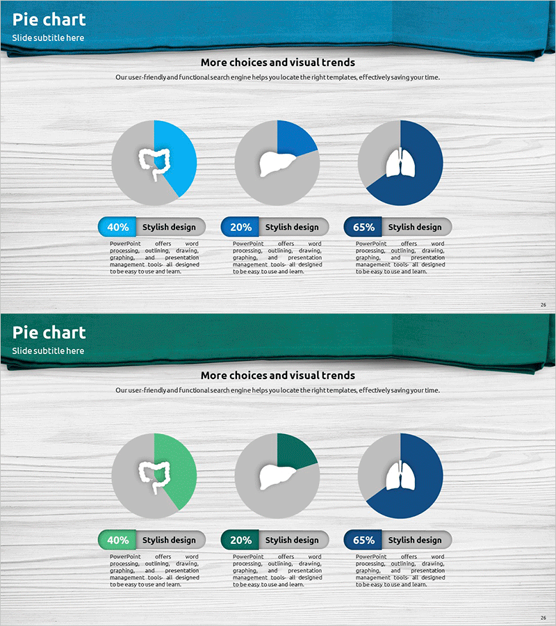 신체기관별 진행상황 파이형 원 그래프