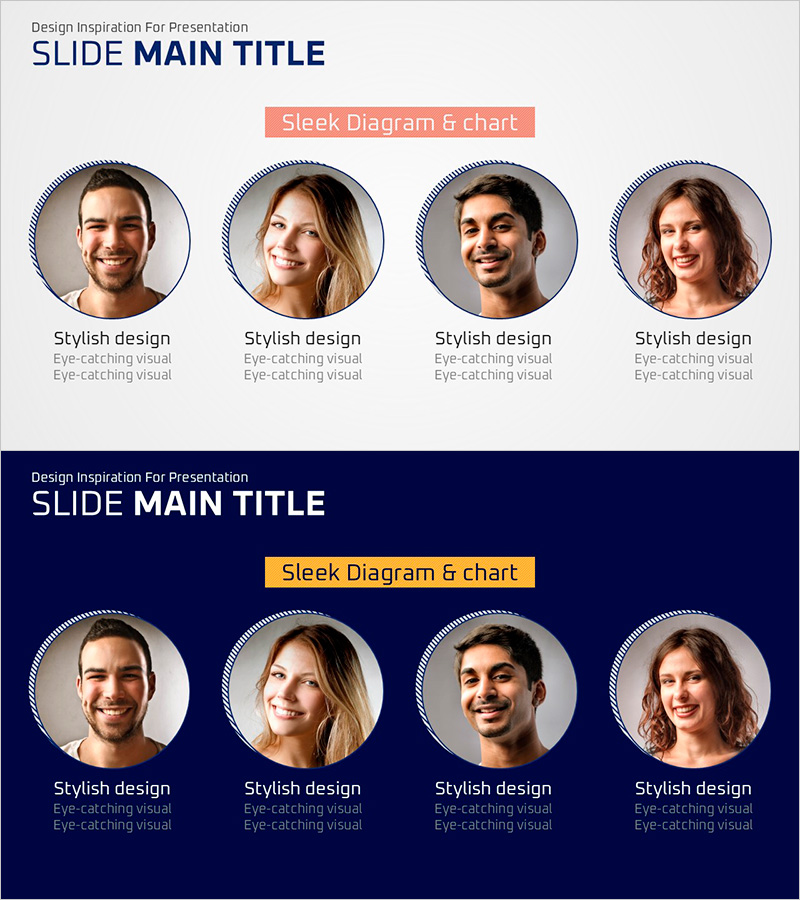 핑크 네이비 맨파워 슬라이드 – 세련된 클러스터 다이어그램