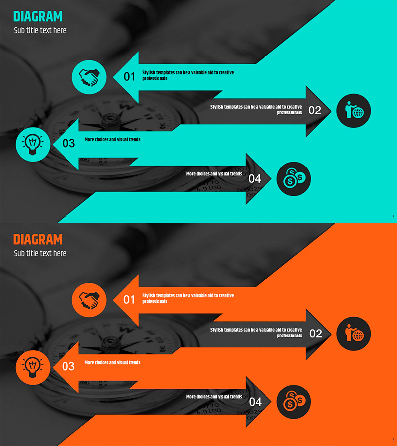 화살표 반전 슬라이드 – 혁신적인 흐름 강조