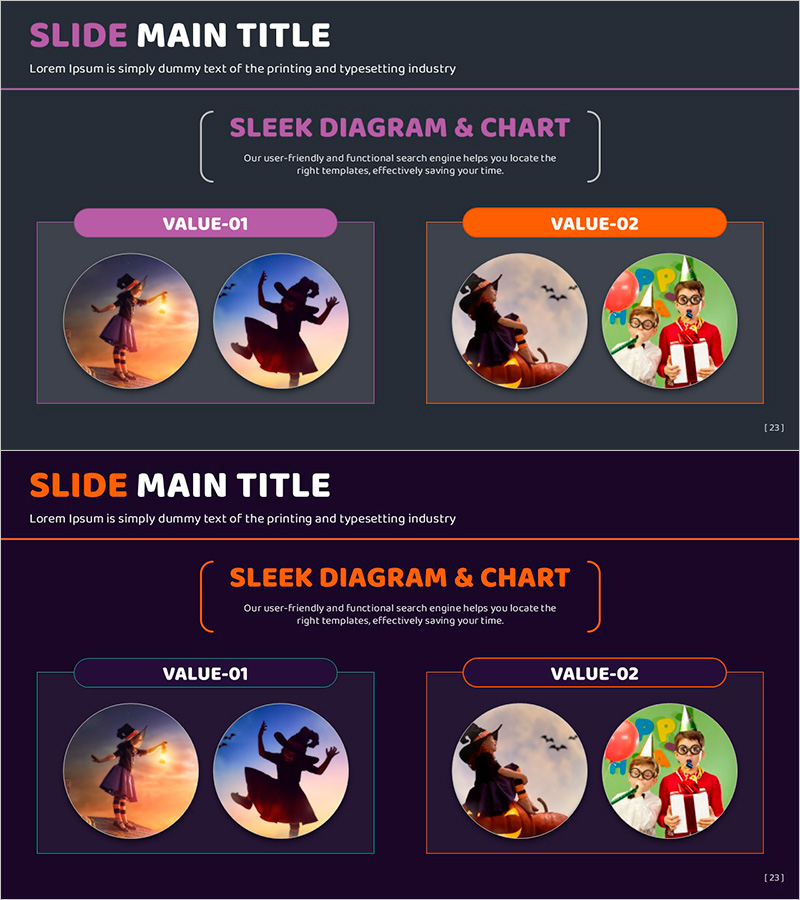 할로윈 파티 사진 박스 다이어그램 슬라이드 – 마케팅 전략의 핵심