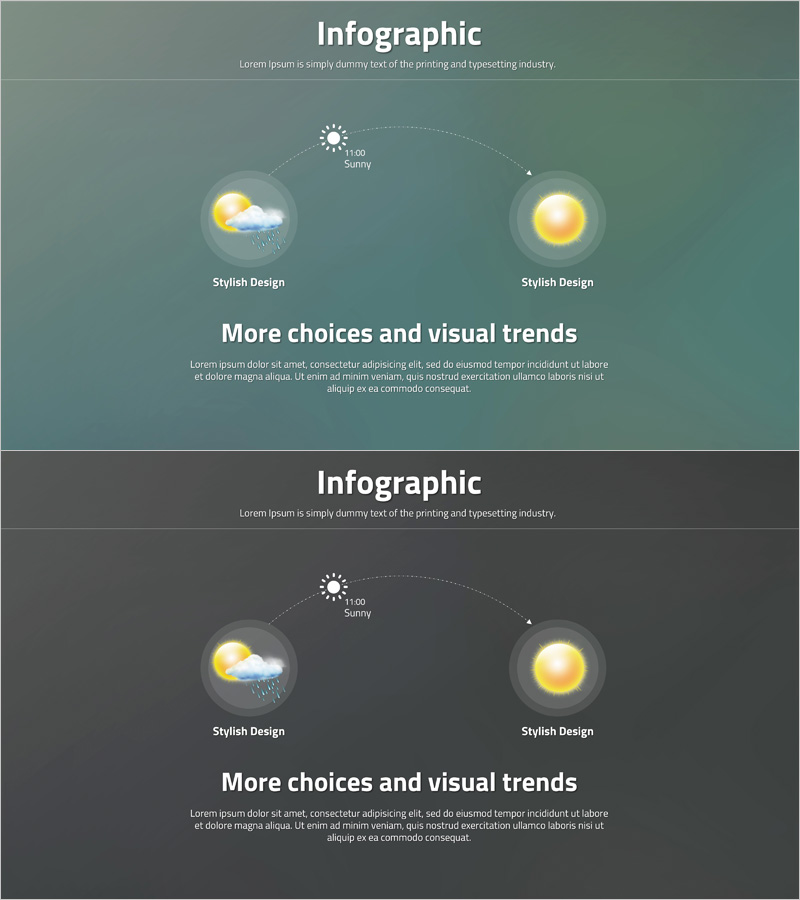 인포그래픽을 활용한 날씨 비교 슬라이드 – 스타일리시한 디자인