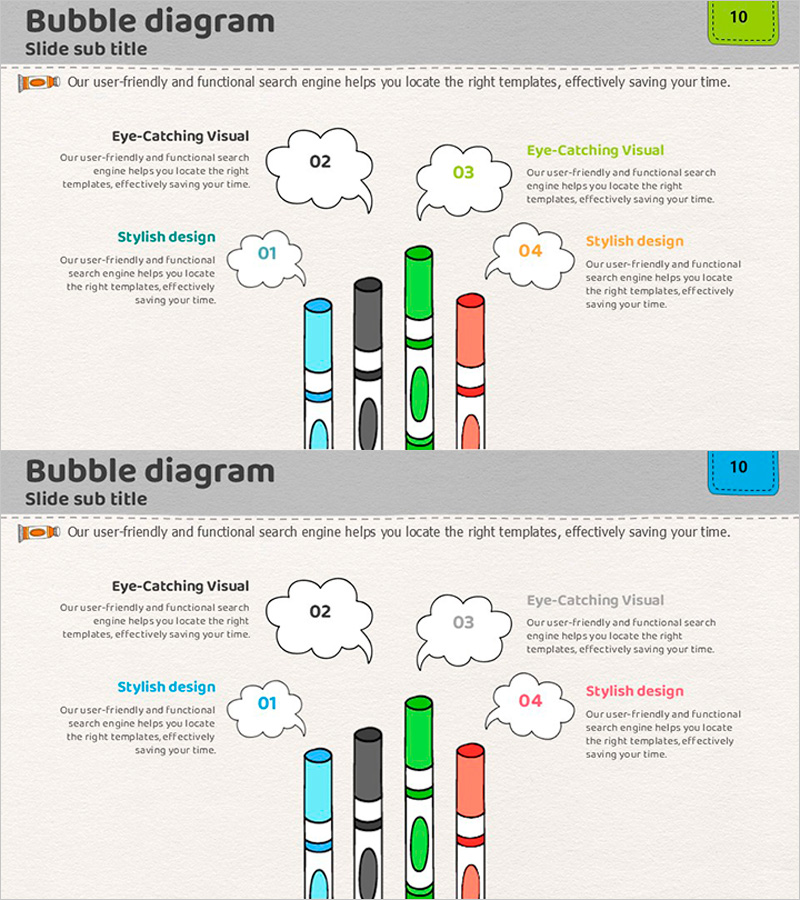 컬러펜과 구름말풍선 슬라이드 템플릿 – 창의적인 소통