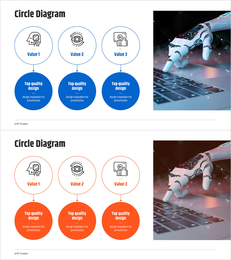 차별화된 인공지능 서비스 전략은 구조적 다이어그램으로 표현된 PPT 템플릿