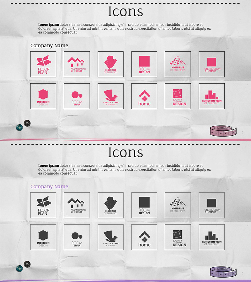 회사를 소개하는 로고 모음 다이어그램