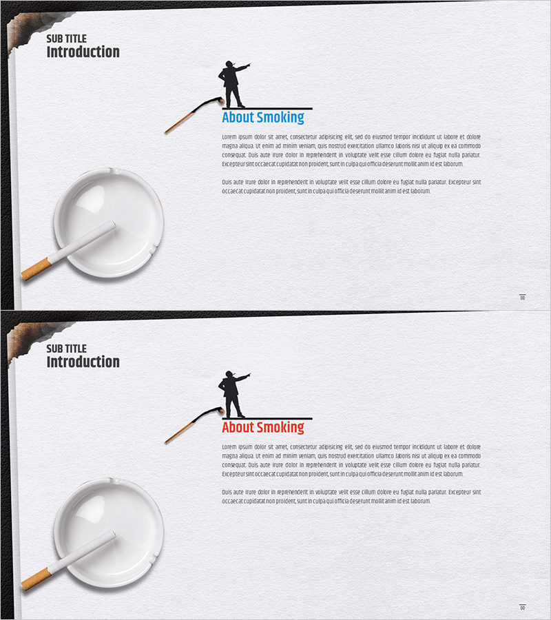 흡연 문제점을 설명하는 인트로 슬라이드 – 강력한 메시지 전달